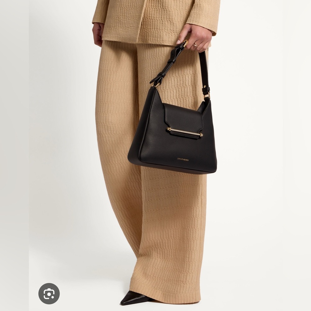 Strathberry Multrees Midi Hobo in Grain Black Leather - Picture 12 of 13